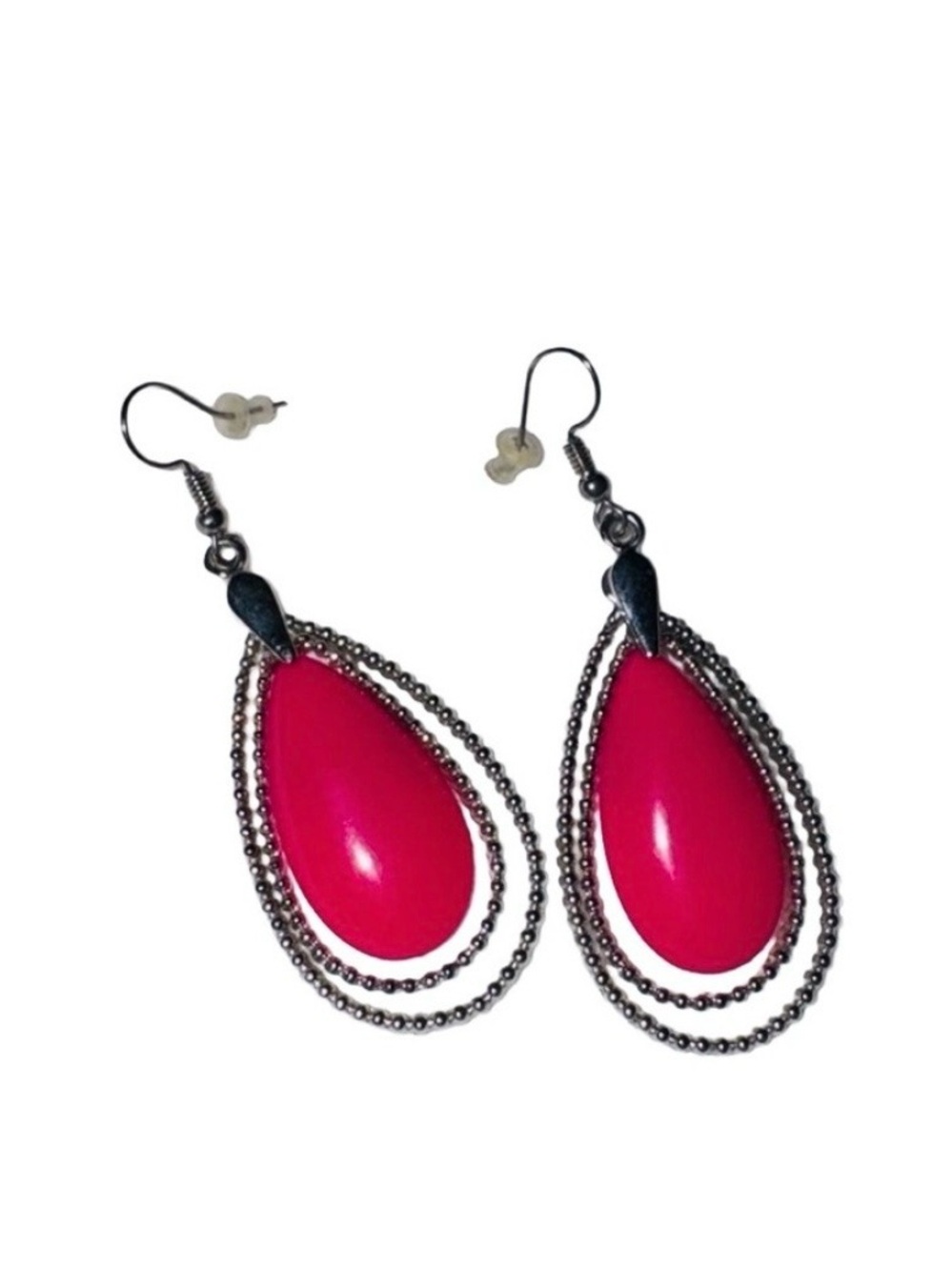 Pink Teardrop Earrings - Elegant Silver-Tone Romantic
Jewelry